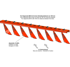 Abstreifschiene links mit 16 Abstreifern Nachbau