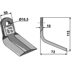 Couteau-Y pour broyeur 115x50mm M.E.A.A.T. 259007 adaptable - Blacksteel©