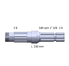 Arbre de prise de force 230 mm pour tracteur RENAULT 7700502890 adaptable