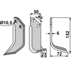 Fräsmesser Rechts 152 x 50 B.C.S., Grillo, Pasquali Nachbau