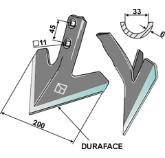 Soc triangulaire DURAFACE 200 mm pour cultivateur KÖCKERLING 504032 adaptable - BlackSteel©