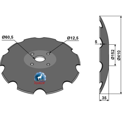 Disque crénelé ∅410x5 pour déchaumeur adaptable - Blacksteel©