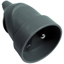 Fiche electrique femelle 10 -16 A plastique gris 2p+t sortie droite