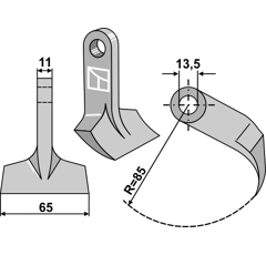 Marteau pour broyeur 65x11mm PERUZZO 5030030 Adaptable Blacksteel©