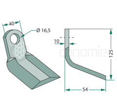 Couteau-Y pour broyeur 125x40mm BREVIGLIERI adaptable 