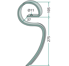 Dent arrière 380 x 37 mm pour cultivateur GARD adaptable