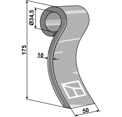Schlegelmesser 175 x 40 x 60 x 8 mm für Mulcher AGROMEC 8210392 - Nachbau