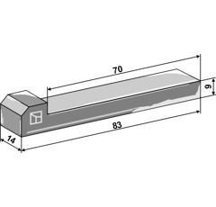 Clavette à talon pour épandeur 83 x 14 mm adaptable