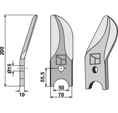 Geteiltes Rollspatenmesser aus Borstahl, links - 99000 132 | Doublet-Record - Nachbau