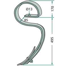 Dent à ressort pour semoir LEMKEN 1801.B242 adaptable