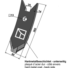Scharspitze - Hartmetallbeschichtet - Länge 260 - Arbeitsbreite 80 - Mehrere Marken