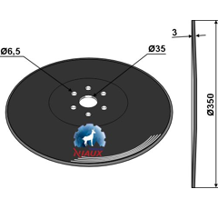 Säscheibe glatt Ø350x3 mm  KUHN K3003810 Nachbau