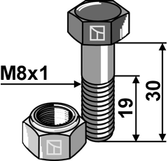 Sechskantschraube M8x1x30 mit Sicherungsmutter