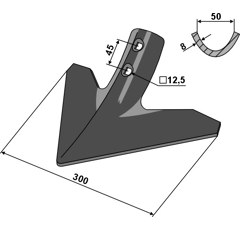 Soc à patte d'oie 300 mm pour cultivateur adaptable
