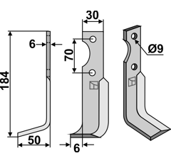 Lame gauche pour Fraise/Rotavator BREVIGLIERI 15219S adaptable