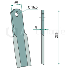 Couteau droit pour broyeur NOBILI 20003 adaptable 