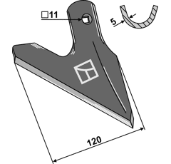 Hackschar 120mm - Halbschar gekröpft rechts - Mehrere Marken