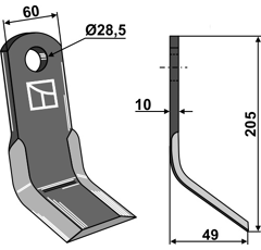 Couteau Y pour broyeur BERTI C6010F28 adaptable - Blacksteel©