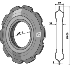 Rueda - dentada Ø 276 mm adaptable