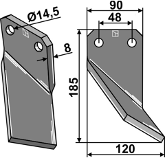 Lame droite pour Fraise/Rotavator FORIGO-ROTERITALIA G3596100 adaptable -