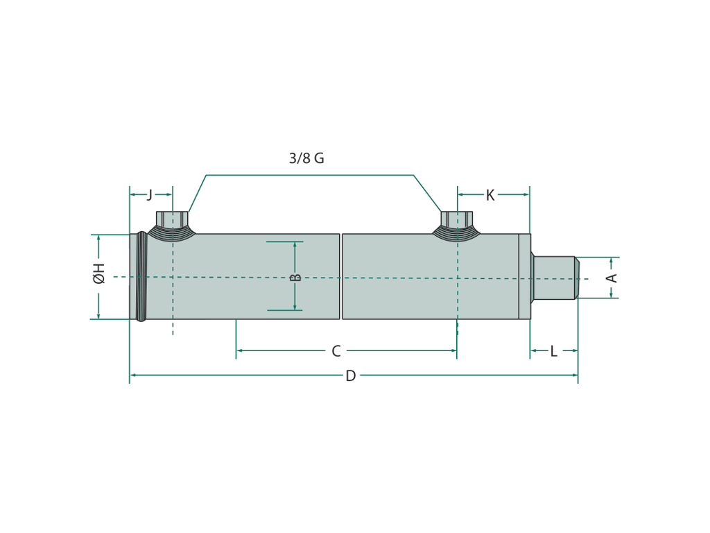 Vérin Hydraulique Double Effet 70/40 - Course De 60 à 1800 Mm, Sans Fixation