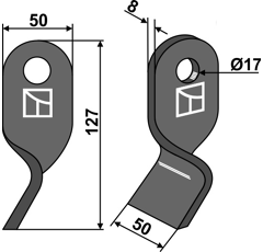 Couteau torsadé pour broyeur FERRI 0901138 adaptable - Blacksteel©