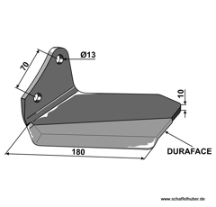 Flügelschare - links - Delta Flex 180 mmDuraface beschichtet 101IND805RL Kongskilde Nachbau