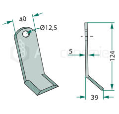 Couteau Y pour broyeur CARONI 05001250 adaptable 