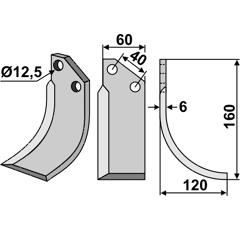 Fräsmesser Rechts 160 x 60 Tortella TOR06R Nachbau
