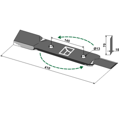 Couteau gauche pour faucheur 410mm RÖLL adaptable - Blacksteel©