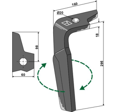 Dent droite pour herse rotative AMAZONE 232980 adaptable - Blacksteel©