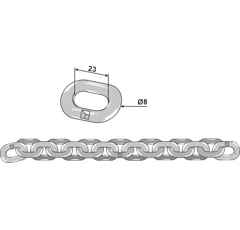 Chaîne 8 x 23 mm pour épandeur STRAUTMANN adaptable