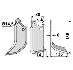 Fräsmesser - rechts MAS10R Maschio, Zappator by Muzzi