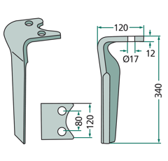 Dent gauche pour herse rotative AMAZONE 6803400 adaptable