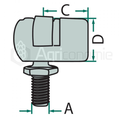 Rotule en plastique M8 x M6 x 18 mm pour machine agricole adaptable