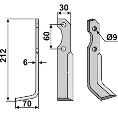 Fräsmesser Links 212 x 30 Brumital-Agris Nachbau