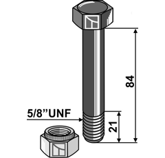 Boulon 5/8''UNF x 84 pour broyeur BOMFORD adaptable - Blacksteel©