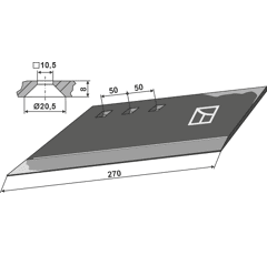 Soc à ailette latéral 270 mm pour cultivateur KVERNELAND 217001136 adaptable
