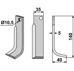Fräsmesser Rechts 140 x 35 Comeb Nachbau