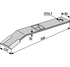 Fléau 440 x 110 x 10 mm pour broyeur HUMUS HU 004-53-751 adaptable