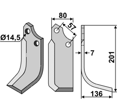 Fräsmesser Rechts 201 x 80 Muratori Nachbau