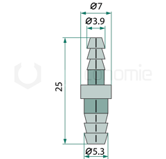 Raccord double 25 mm Ø 3,9 - 5,3 mm pour machine agricole adaptable
