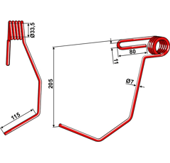 Griffe Ø7mm pour semoir LEMKEN 3537038 adaptable 