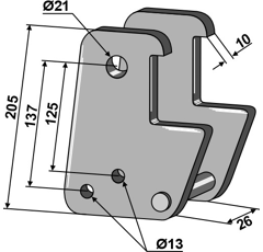 Brida 205 x 10 mm para cultivador adaptable