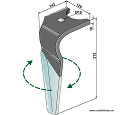 Kreiseleggenzinken,  beschichtet - rechts RH135RD RH  Kuhn