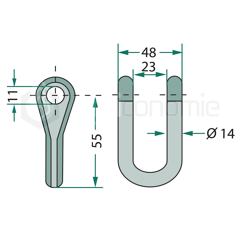 Manille 55x48 pour broyeur NOREMAT adaptable 