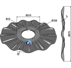 Disco ondulado ?570x5 para cultivadora SALFORD CT512213 adaptable - Blacksteel©