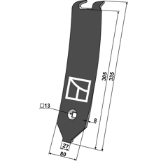 Déflecteur central pour cultivateur LEMKEN 3374482 adaptable