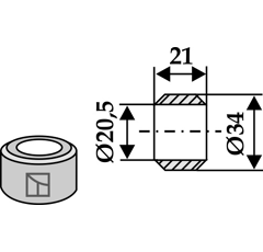 Rondelle 34x21x20,5 pour broyeur adaptable - Blacksteel©