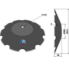 Disque crénelé ∅610x5 pour cover crop 41 x 41 adaptable - Blacksteel©